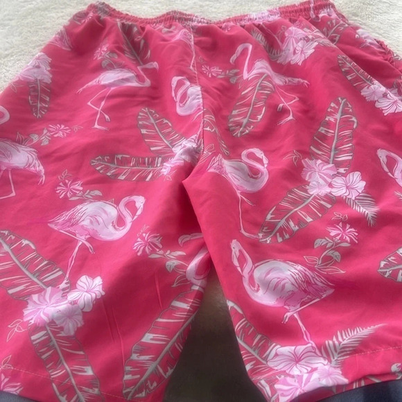 J. Ver Men’s Pink Flamingo Swim Trunks Shorts Tropical Floral XL Elastic Waist - Picture 9 of 12